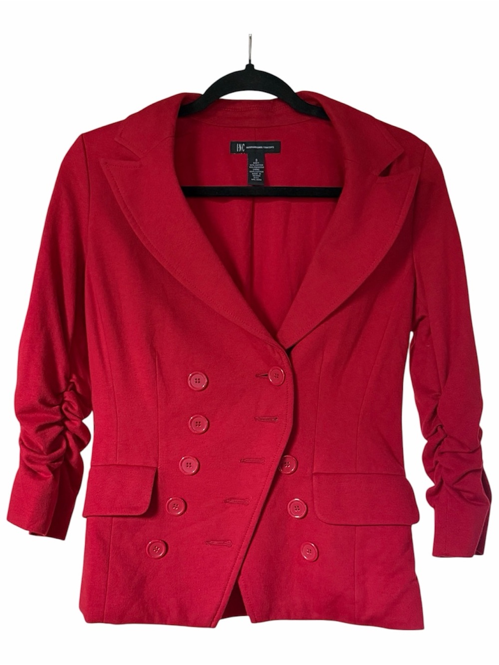 INC International Concepts Vibrant Red Double-Breasted Blazer